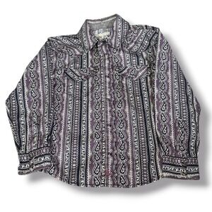 Cody James Boys 3T Purple Paisley Western Pearl Snap Long Sleeve Shirt Cowboy